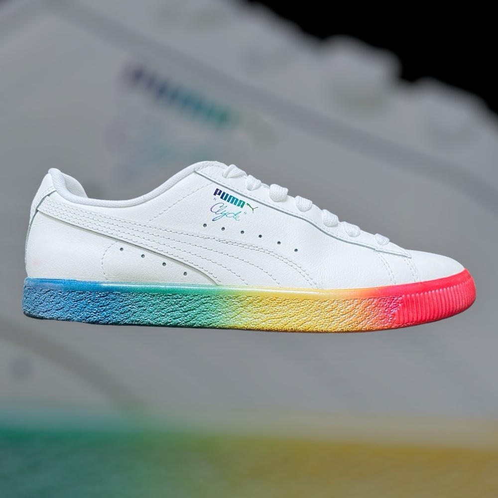 Puma Men's White Sneakers with Rainbow Sole
